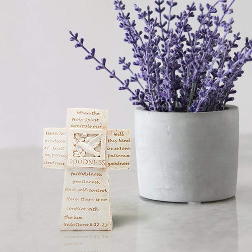 5'' Beige Rustic Christian Cross Decor for Table or Shelf