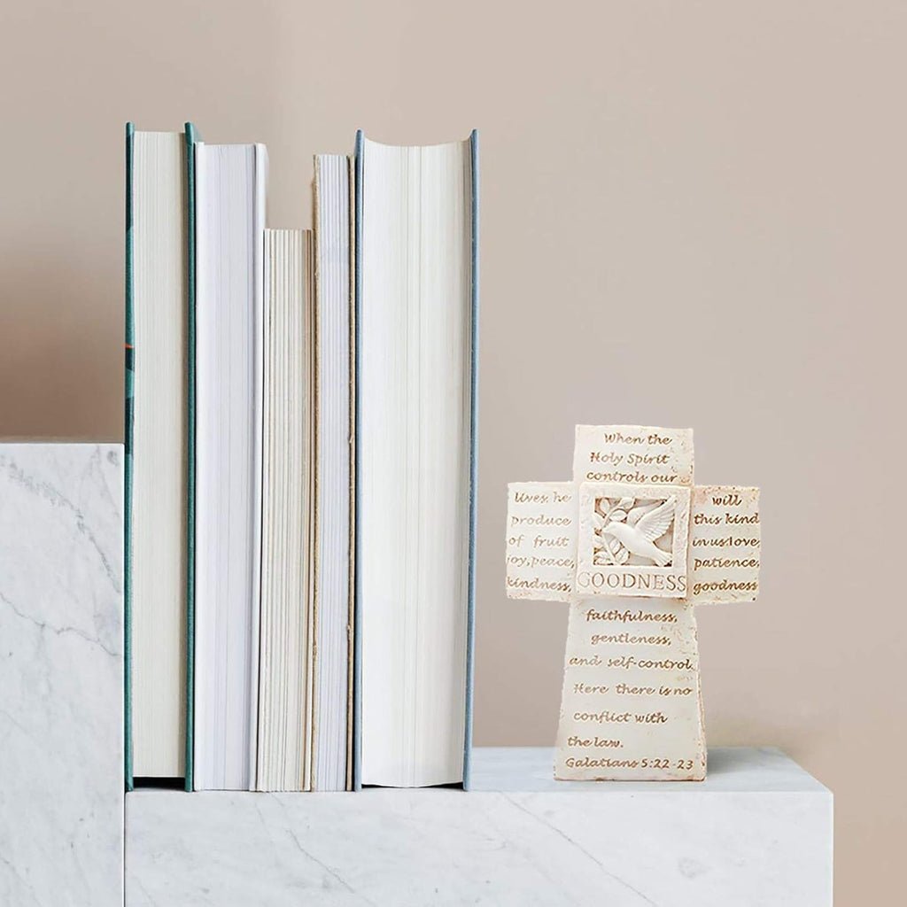 5'' Beige Rustic Christian Cross Decor for Table or Shelf