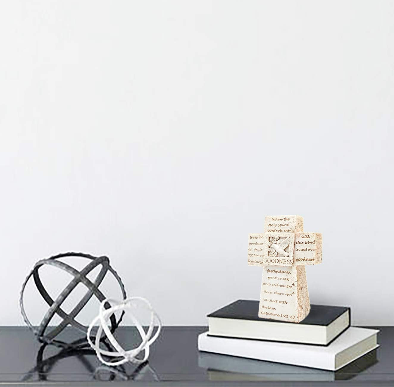 5'' Beige Rustic Christian Cross Decor for Table or Shelf